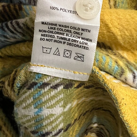 BILLIONAIRE BOYS CLUB Yellow Plaid Snap Down WEALTH Shirt sz LARGE L - Picture 8 of 9